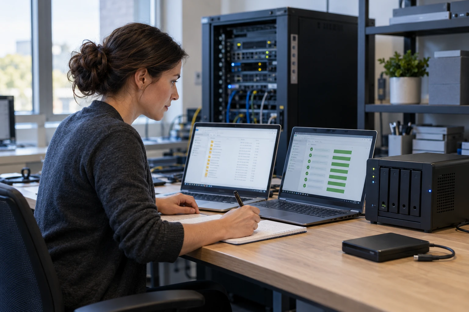 An engineer validating a restore in a dedicated recovery testing workspace.